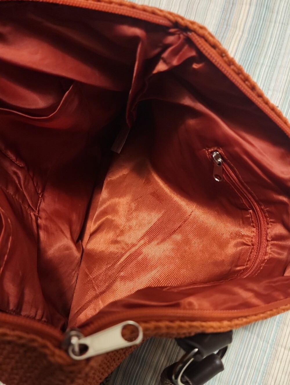 The Sak Woven Shoulder Bag in Rust and Brown - Picture 2 of 3